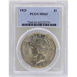 1923 $1 Peace Silver Dollar Coin PCGS MS63