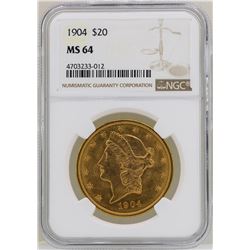 1904 $20 Liberty Head Double Eagle Gold Coin NGC MS64