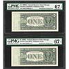 Image 1 : (2) Consecutive 1988A $1 Federal Reserve Notes Insufficient Ink ERROR PMG Superb