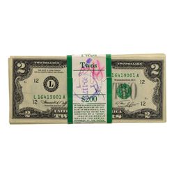 Pack of (100) Consecutive 1976 $2 Federal Reserve Notes San Francisco