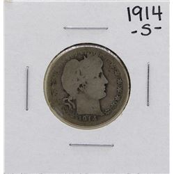 1914-S Barber Quarter Silver Coin