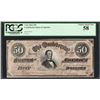 Image 1 : 1864 $50 Confederate States of America Note T-66 PCGS Choice About New 58