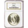 Image 1 : 1925 $1 Peace Silver Dollar Coin NGC MS65