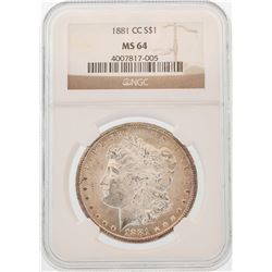 1881-CC $1 Morgan Silver Dollar Coin NGC MS64