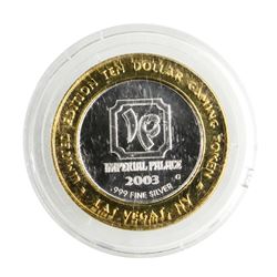 .999 Silver Imperial Palace Las Vegas, NV $10 Casino Limited Edition Gaming Toke
