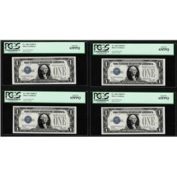 (4) Consecutive 1928B $1 Funnyback Silver Certificate Notes Fr.1602 PCGS Gem New