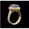 Image 4 : 14KT Yellow Gold 4.20 ctw Tanzanite and Diamond Ring