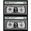 Image 1 : (2) Consecutive 1923 $1 Silver Certificate Note Fr.238 PMG Choice Uncirculated 6