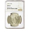 Image 1 : 1922 $1 Peace Silver Dollar Coin NGC MS63
