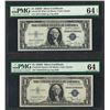 Image 1 : Lot of (2) 1935D $1 Silver Certificate Notes Fr.1613 PMG Choice Uncirculated 64