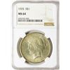 Image 1 : 1925 $1 Peace Silver Dollar Coin NGC MS64