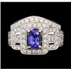 Image 1 : 18KT White Gold 1.09 ctw Tanzanite and Diamond Ring