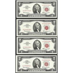 Lot of (4) 1963 $2 Legal Tender Notes