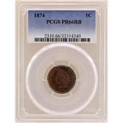 1874 Indian Head Cent Coin PCGS PR66RB