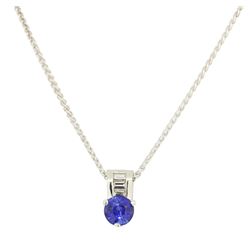 1.03 ctw Diamond And Blue Sapphire Pendant With Chain - Platinum