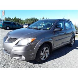 A6 -- 2003 PONTIAC VIBE HATCHBK, GREY, 276,842 KMS