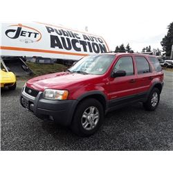 I3 --2001 FORD ESCAPE XLT SUV, RED, 296,272 KMS