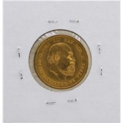 1876 Netherlands Koning William De Derde 10 Gulden Gold Coin