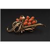 Image 1 : Gold-Plated Brooch Inlaid with Red Agate.