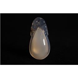 An Icy White Chalcedony "Waterdrop" Pendant.