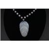 Image 1 : A Deep Sea Agate Carved "Leaf" Pendant with Necklace.