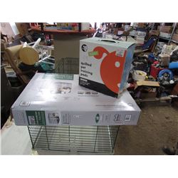 DOG CRATE, FOLDING 24LX18WX19H & BOX OF DOG PADS 22X22