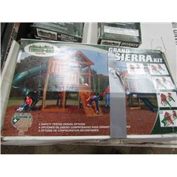 PLAY CENTER W/SLIDE, TUBE SLIDE, CLIMBING ROCKS, BARS, TIMBERBILT PLAY SET