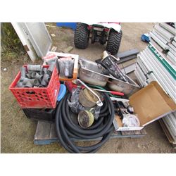 PALLET OF VAC HOSE, PLUMBING, SINK REPAIR KITS, ETC