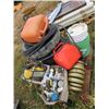 Image 1 : TIRES, GAS CANS, WEIGHTS, TROUBLE LIGHT, ETC