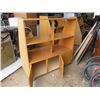 Image 2 : OAK SHELF ON CASTERS 53HX26DX50W, 3 SHELVES, 3 DOORS AT BACK