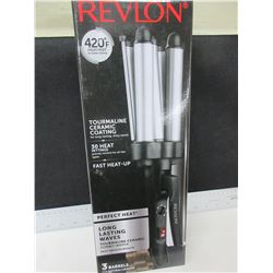 New Revlon 3 Barrel Jumbo Waver 30 heat settings fast heat up