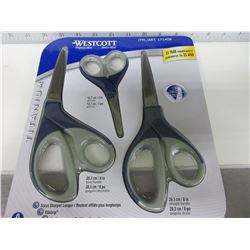 New pack of 3 Westcott Titanium Scissors / 2 - 8 inch & 1 - 5inch