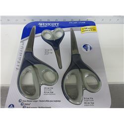 New pack of 3 Westcott Titanium Scissors / 2 - 8 inch & 1 - 5inch