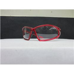 4 New Safety Glasses Red Frame Clear Lense XP650