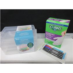 New Assorted Items / Organizer / Curad Latex Gloves / Permanent Markers