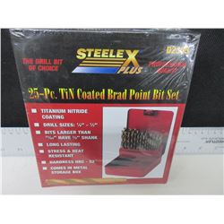 New 25 Piece Drill Bit Set Brad Point for woodworking / comes in metal case