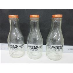 3 New Milk Glass Bottles from D' Dutchman Dairy Sicamous BC.
