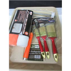 New Painting bundle / 2 rollers & Handle / 3 Brushes & Biodegradable tray
