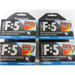 4 New Packs F:5 Mens Razor Blades with lube strip 4 Cartridges per pack