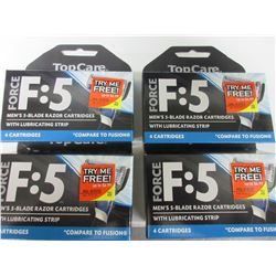 4 New Packs F:5 Mens Razor Blades with lube strip 4 Cartridges per pack