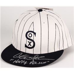 Charlie Sheen Signed Cubs White Sox 1917 Throwback Baseball Hat Inscribed "Happy Felsch" (Steiner CO