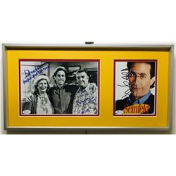 Jerry Seinfeld, Liz Sheridan & Barney Martin Signed "Seinfeld" 10.5x20.5 Framed Display (JSA COA)