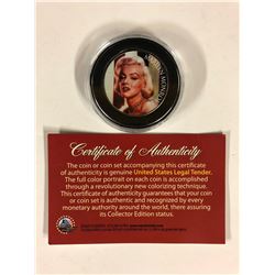 Marilyn Monroe Colorized Half Dollar Coin W/ COA