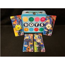 DOTS TIN LUNCH BOX/ JAPANESE TOY LOT