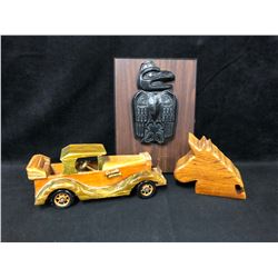 WOODEN TOYS/ NATIVE PLAQUE LOT