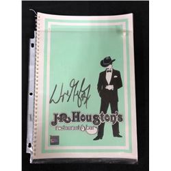 WAYNE GRETZKY SIGNED RESTAURANT MENU (J.R HOUSTON'S RESTAURANT & BAR)