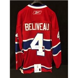 LIMITED EDITION JEAN BELIVEAU SIGNED CANADIENS HOCKEY JERSEY W/ COA (40/4444)