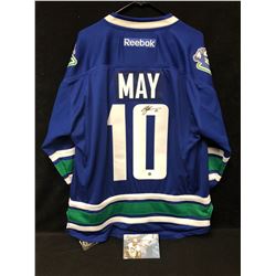 BRAD MAY SIGNED CANUCKS HOCKEY JERSEY (FRAMEWORTH COA)