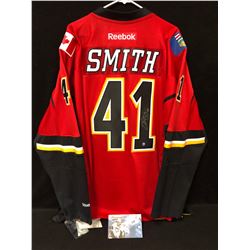 MIKE SMITH SIGNED FLAMES HOCKEY JERSEY (FRAMEWORTH COA)