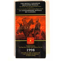 RCMP 1998 COMMEMORATIVE STERLING SILVER DOLLAR & COLLECTOR PIN SET (ROYAL CANADIAN MINT)